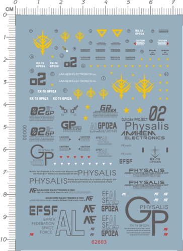 Water Slide Decal for Gundam HG/MG RX-78 GP02A GDM Model Kit 62603