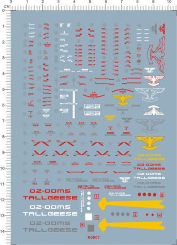 Water Slide Decal for Gundam MG OZ-00MS Tallgeese I GDM Model Kit 60907