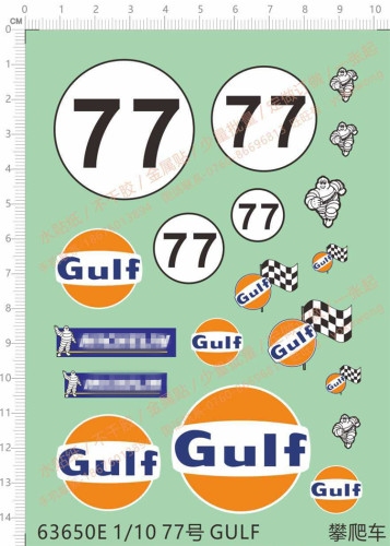 1/10 Scale Gulf 77 Michelin Water Slide Decal for Climbing Car Model Kit 63650E