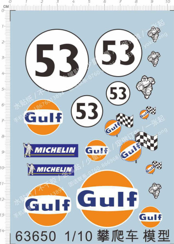 1/10 Scale Gulf 53 Michelin Water Slide Decal for Climbing Car Model Kit 63650