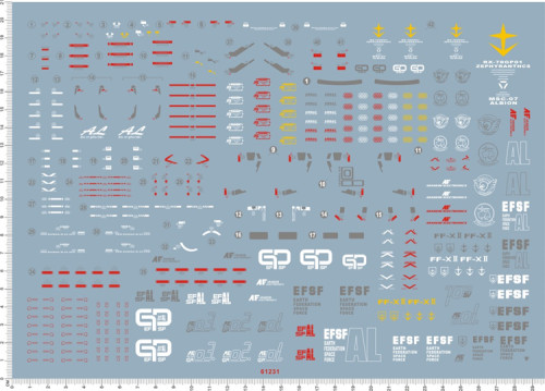 Water Slide Decal for Gundam PG RX-78 GP01 GDM Model Kit 61231
