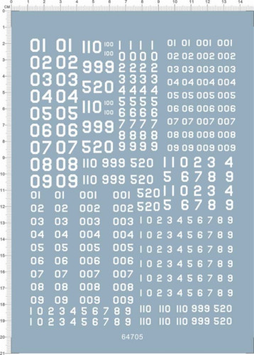 Number Water Slide Decal for Gundam MG PG HG RG Platform GDM Model Kit 64705 White