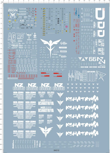 RX-178 MK-II NZ-666 KSHATRIYA Zaku SAZABI Water Slide Decal for Gundam GDM Model Kit 64212