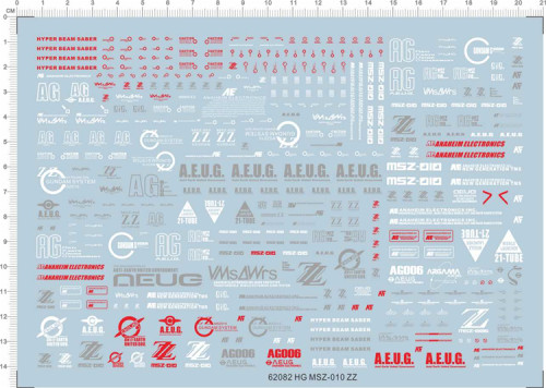 Water Slide Decal for Gundam HG MSZ-010 Double Zeta ZZ GDM Model Kit 62082