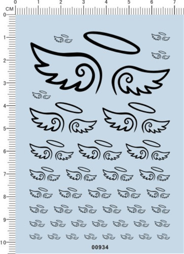 Angel Wings Water Slide Decal for Car Model Kit 00934 Black