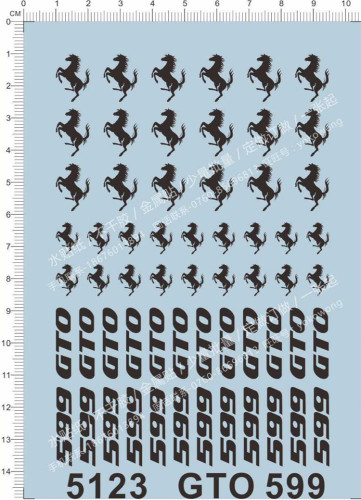 GTO 599 Ferrari Logo Water Slide Decal for Model Car Kit 5123