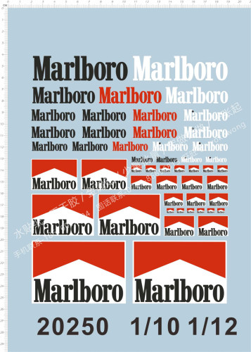 1/10 1/12 Scale F1 Marlboro Logo Water Slide Decal for Car Model Kit 20250