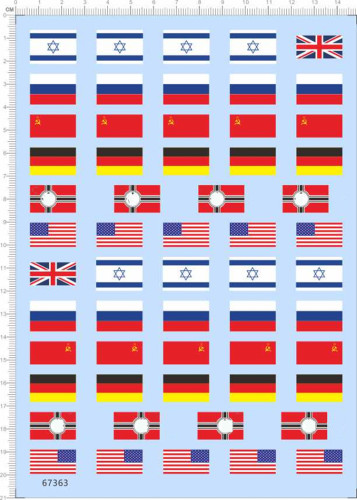1/35 Scale US UK German Russian Flag Water Slide Decal for Model Tank Kit 67363