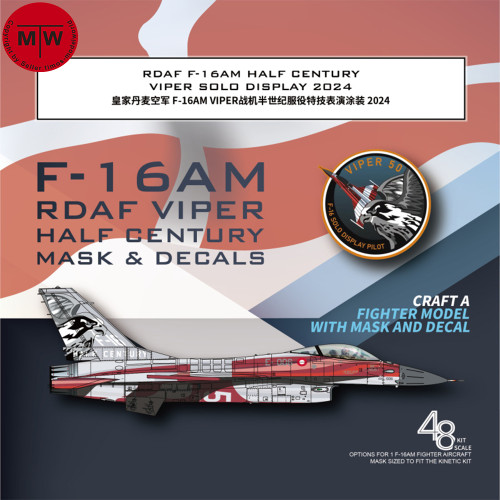 Galaxy G48095 1/48 Scale F-16AM RDAF Viper Half Century Mask & Decal for Kinetic K48100 Model Kit