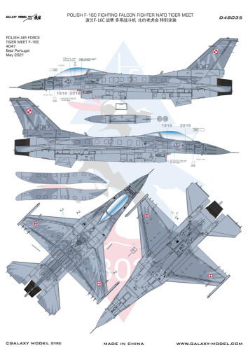 Galaxy D48035 1/48 Scale Polish F-16C Fighting Falcon Fighter Tiger Meet Mask & Decal for Tamiya 61101 Model Kit