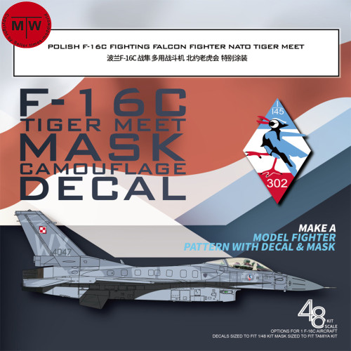 Galaxy D48035 1/48 Scale Polish F-16C Fighting Falcon Fighter Tiger Meet Mask & Decal for Tamiya 61101 Model Kit