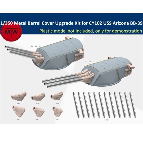 1/350 Scale Metal Barrel Cover Upgrade Kit for CY102 USS Arizona BB-39 Model CYE047