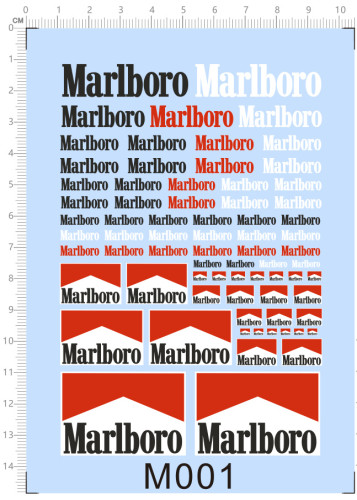 1/18 1/12 1/24 1/20 1/43 Scale Marlboro Decals for F1 Racing Cars A Model M001