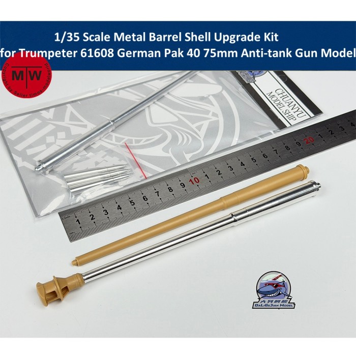 1/16 Scale Metal Barrel Shell Upgrade Kit for Trumpeter 61608 German Pak 40 75mm Anti-tank Gun Model CYT355