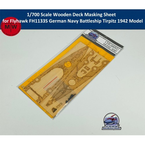 1/700 Scale Wooden Deck Masking Sheet Upgrade Kit for Flyhawk FH1133S German Navy Battleship Tirpitz 1942 Model CY700133