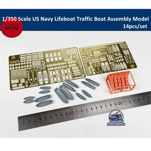 1/350 Scale US Navy Battleship Warship Lifeboat Traffic Boat Assembly Model Kit CYE050 14pcs/set