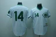Mitchell and Ness Cincinnati Reds -14 Pete Rose Stitched White Green Patch Throwback MLB Jersey