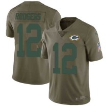 Nike Packers -12 Aaron Rodgers Olive Stitched NFL Limited 2017 Salute To Service Jersey