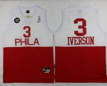 Philadelphia 76ers -3 Allen Iverson White Red Nike Throwback Stitched NBA Jersey