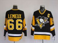 Pittsburgh Penguins -66 Mario Lemieux Stitched Black Mitchell&Ness NHL Jersey