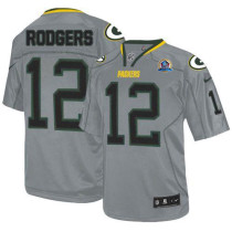 Nike Green Bay Packers #12 Aaron Rodgers Lights Out Grey With Hall of Fame 50th Patch Men's Stitched