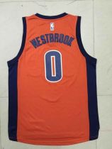 Oklahoma City Thunder -0 Russell Westbrook Orange Alternate Stitched NBA Jersey