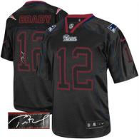 Nike New England Patriots -12 Tom Brady Lights Out Black Mens Stitched NFL Elite Autographed Jersey