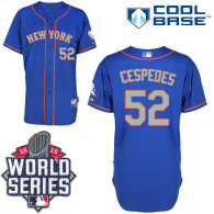 New York Mets -52 Yoenis Cespedes Blue Grey NO Alternate Road Cool Base W 2015 World Series Patch St