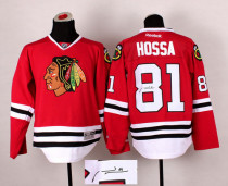 Autographed Chicago Blackhawks -81 Marian Hossa Stitched Red NHL Jersey