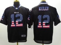 Nike Buffalo Bills -12 Jim Kelly Black NFL Elite USA Flag Fashion Jersey