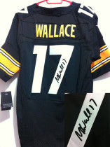 Nike NFL Pittsburgh Steelers #17 Mike Wallace Black Team Color Men's Stitched Elite Autographed Jers