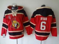 Ottawa Senators -6 Bobby Ryan Red Sawyer Hooded Sweatshirt Stitched NHL Jersey