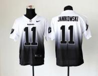 Nike Oakland Raiders #11 Sebastian Janikowski Black White Men's Stitched NFL Elite Fadeaway Fashion