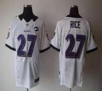 Nike Ravens -27 Ray Rice White With Art Patch Stitched NFL Elite Jersey
