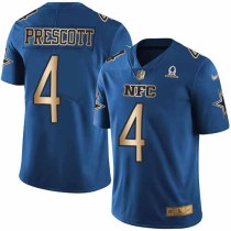 Nike Cowboys -4 Dak Prescott Navy Stitched NFL Limited Gold NFC 2017 Pro Bowl Jersey