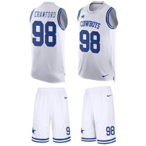 Cowboys -98 Tyrone Crawford White Stitched NFL Limited Tank Top Suit Jersey