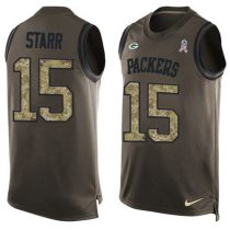 Nike Packers -15 Bart Starr Green Stitched NFL Limited Salute To Service Tank Top Jersey