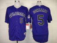 Colorado Rockies -5 Carlos Gonzalez Purple Cool Base Stitched MLB Jersey