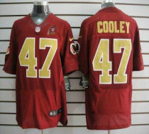 Nike Redskins -47 Chris Cooley Red(Gold Number) 80TH Patch Stitched NFL Elite Jersey