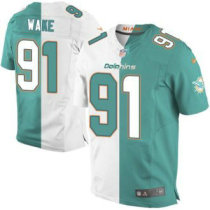 Nike Dolphins -91 Cameron Wake Aqua Green White Stitched NFL Elite Split Jersey
