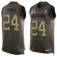 Nike Seahawks -24 Marshawn Lynch Green Stitched NFL Limited Salute To Service Tank Top Jersey