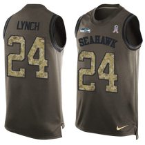 Nike Seahawks -24 Marshawn Lynch Green Stitched NFL Limited Salute To Service Tank Top Jersey