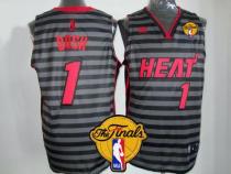 Miami Heat -1 Chris Bosh Black Grey Groove Finals Patch Stitched NBA Jersey