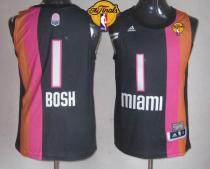 Miami Heat -1 Chris Bosh Black ABA Hardwood Classic Finals Patch Stitched NBA Jersey