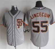 San Francisco Giants #55 Tim Lincecum Grey Road 2 New Cool Base Stitched MLB Jersey