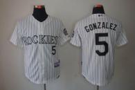 Colorado Rockies -5 Carlos Gonzalez Stitched White Cool Base MLB Jersey