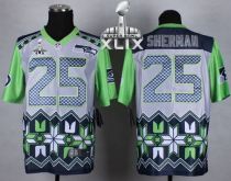 Nike Seattle Seahawks #25 Richard Sherman Grey Super Bowl XLIX Men‘s Stitched NFL Elite Noble Fashio