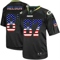 Nike Green Bay Packers #87 Jordy Nelson Black Men's Stitched NFL Elite USA Flag Fashion Jersey