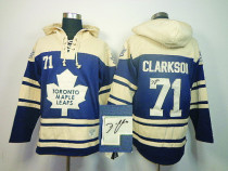 Autographed Toronto Maple Leafs -71 David Clarkson Stitched Hoodie Yellow NHL Jersey