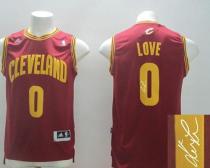 New Revolution 30 Autographed Cleveland Cavaliers -0 Kevin Love Red Stitched NBA Jersey